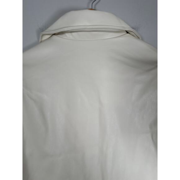 NVLT NEW Women’s Vegan Leather Collared Trucker Jacket Size M Ivory/Cream - Picture 7 of 12
